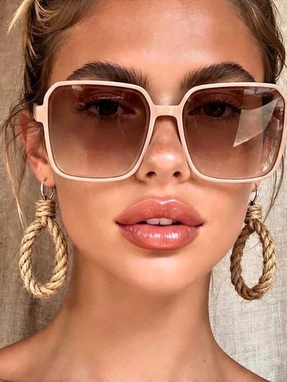 Oversized Sunglasses in Pink & Brown Like New